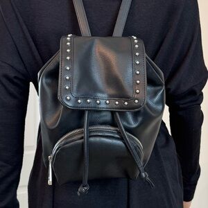 90s Y2K Style Studded Faux Leather Adjustabl Backpack Metal Rocker Punk Festival